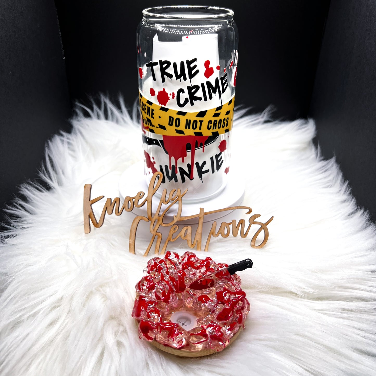 True Crime Junkie Glass Can