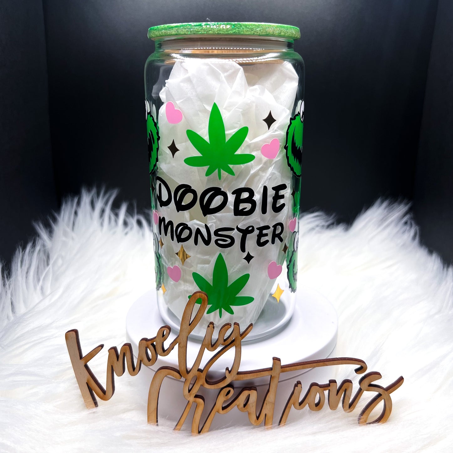 Green Monster Glass Can